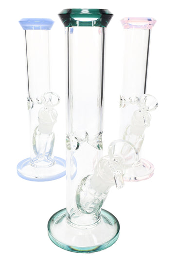 Straight Tube Glass Bong “Color Pop” – 9″ – Assorted Colors