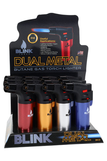 Blink Dual Metal Torch Lighters – 12-Count Display