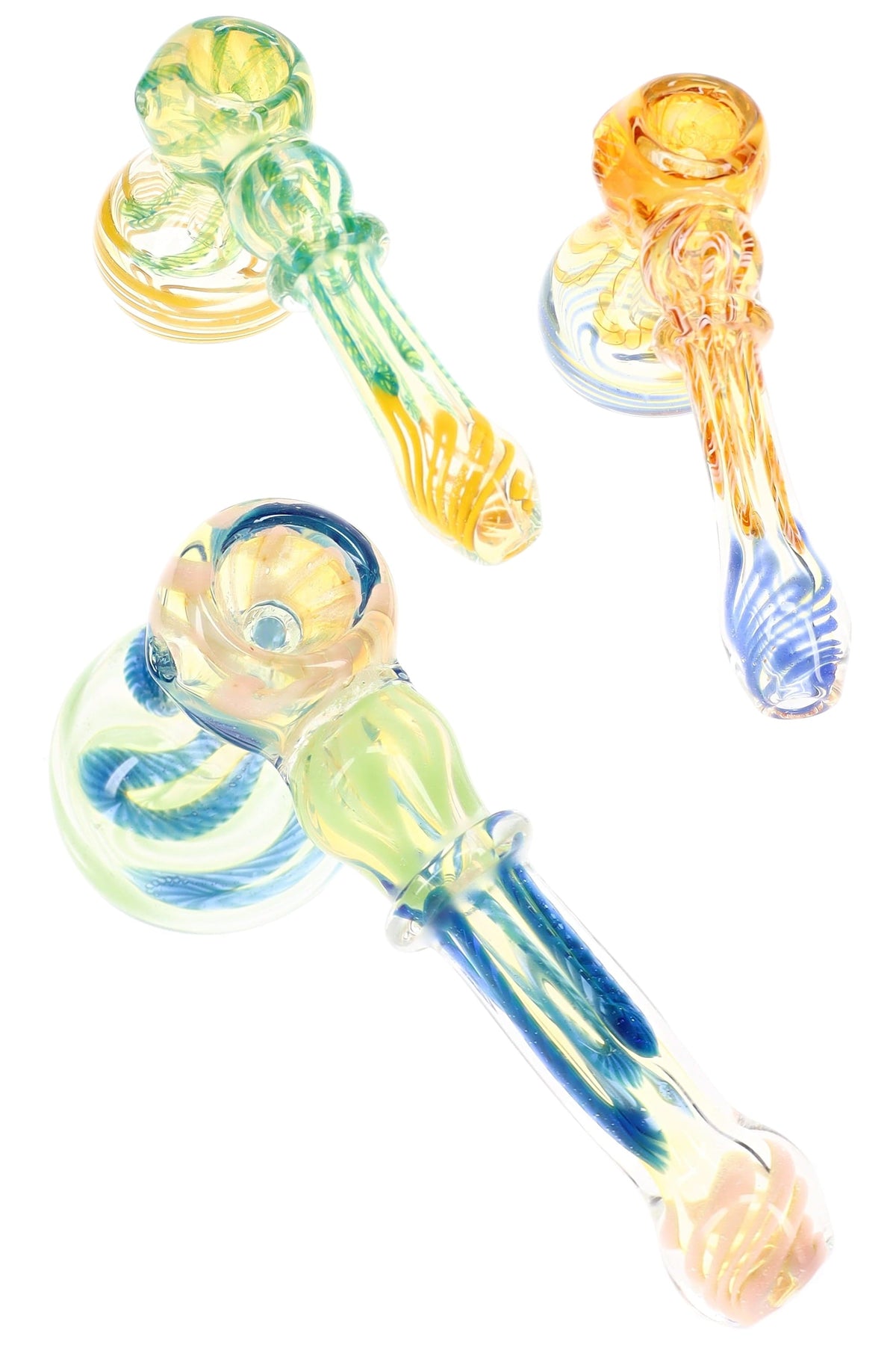 Color-Changing Striped Hammer Bubbler “Mini Ripple” – 5½″ – Assorted Colors