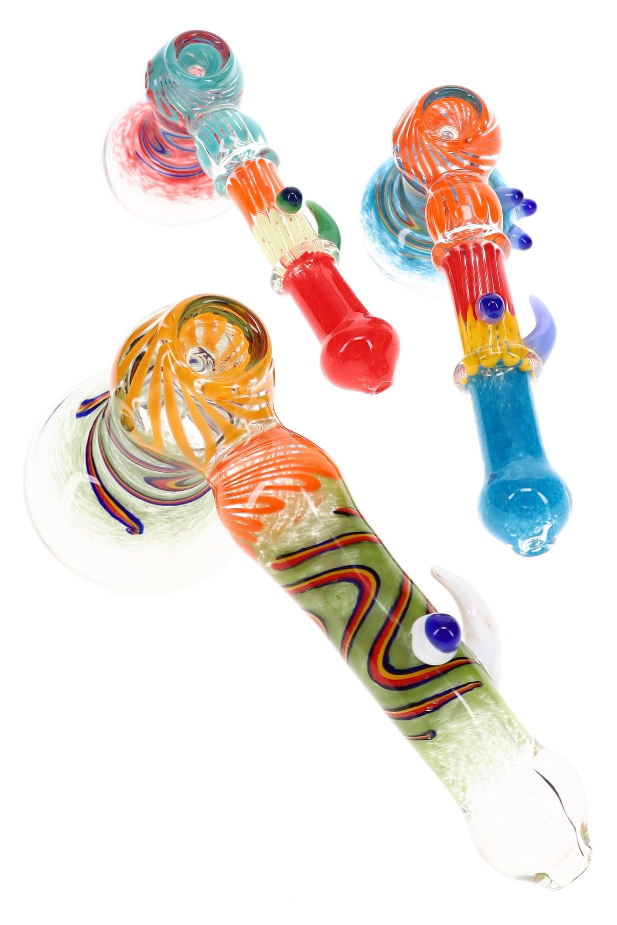 Rasta Swirl Frit Hammer Bubbler “Eye Spy” – 8″ – Assorted Colors