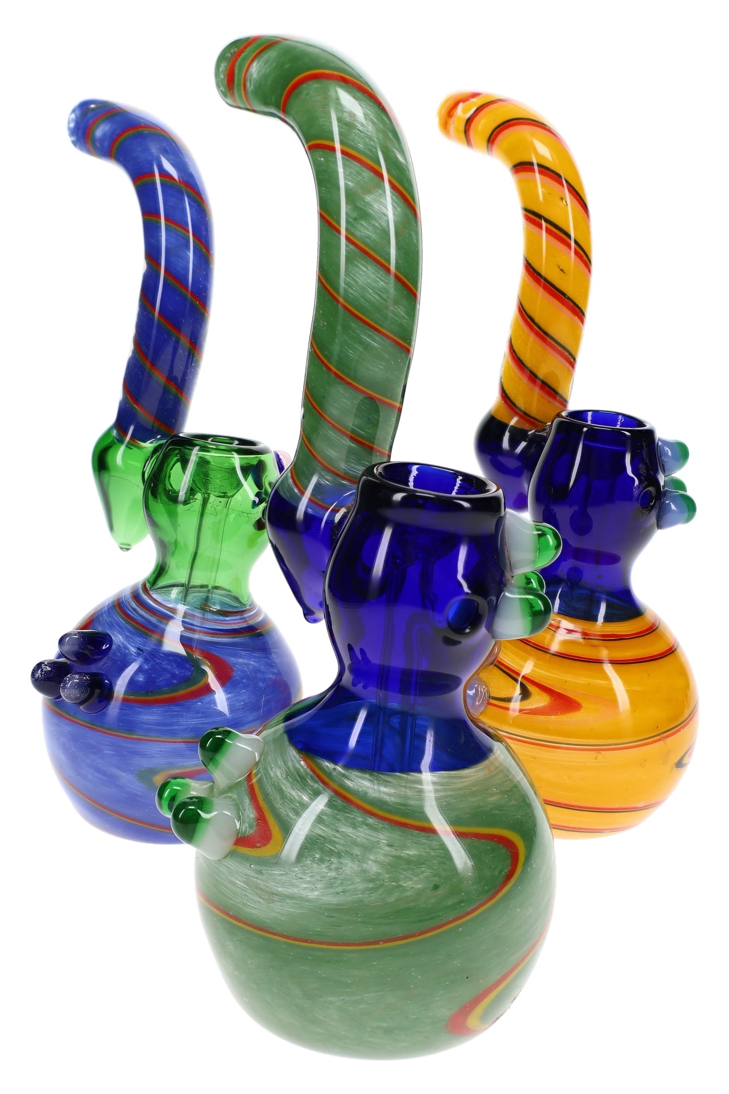 Colorful Frit Rasta Sherlock Bubbler “Rasta Ripple” – 9″ – Assorted Colors