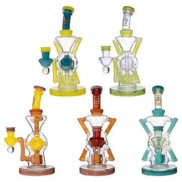 Calibear Premium EXO 8" Recycler w/ Encased Opal & Seed of Life Perc