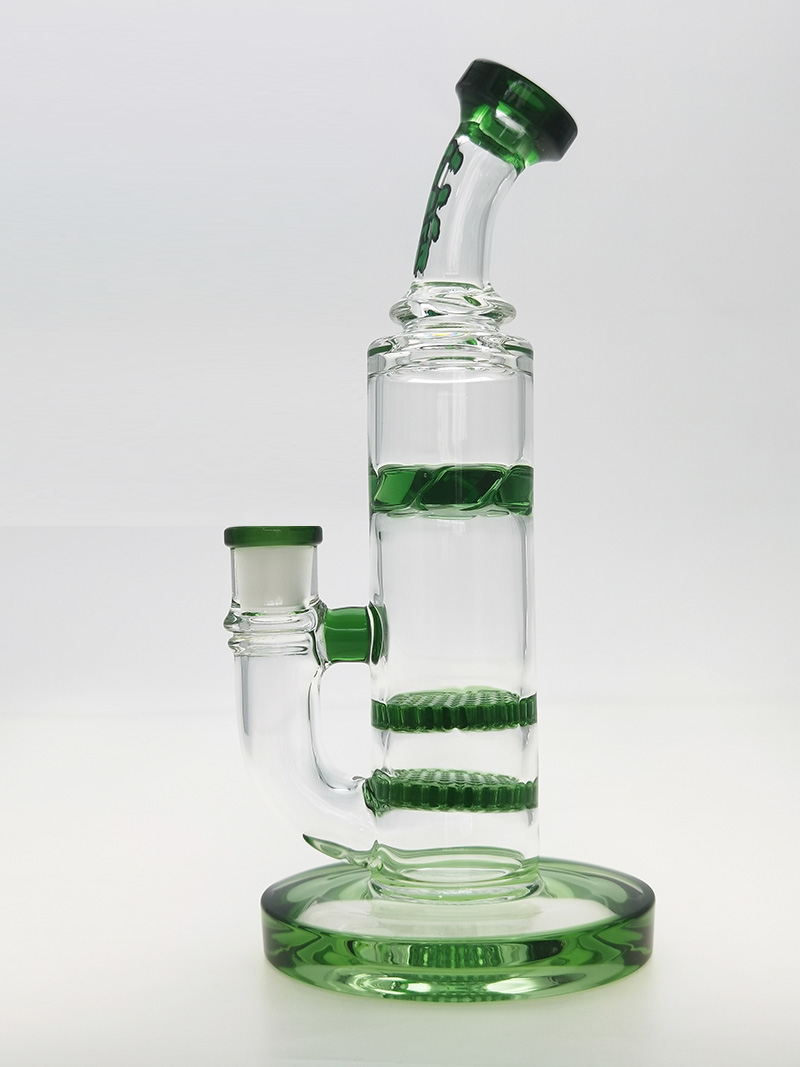 TAG - 9.5" Bent Neck Double Honeycomb with Spinning Splashguard 44x4MM (14MM Female)