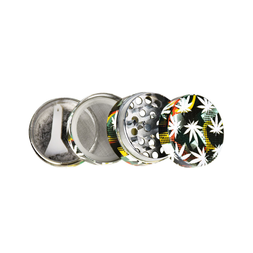 12PC DISP - Hemp Leaves Grinder - 4pc/1.5"/Assorted Designs