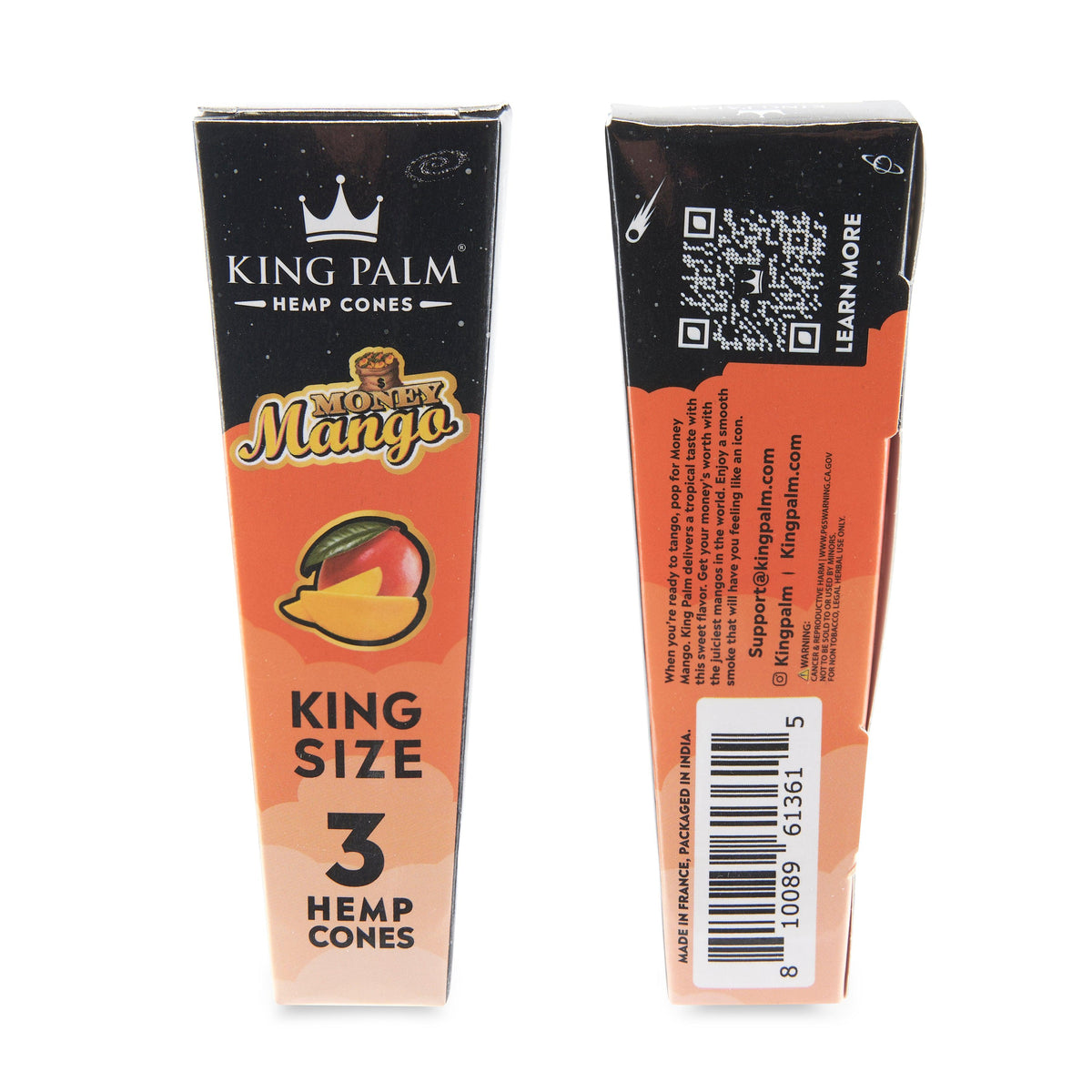 King Palm Money Mango Flavor King Size Pre Rolled Hemp Cones - 2 Packs of 3