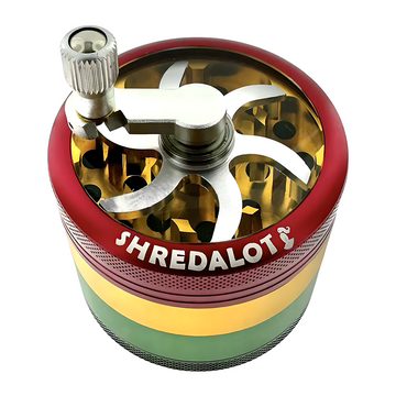AFM Sir Shredalot Crank Top 4-Piece Metal Herb Grinder, 63 mm Aluminum Grinder