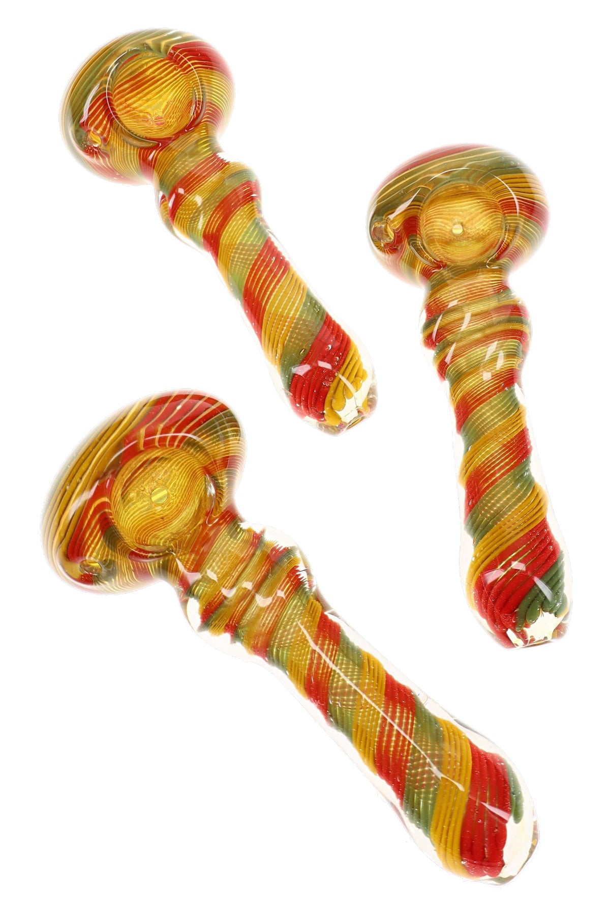 Color-Changing Rasta Twist Glass Spoon Pipe “Twistafari” – 5″ – Assorted Colors