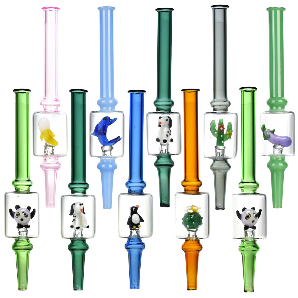 10PC SET - Mini Figurine Dab Straw - 6.5"/Assorted Designs