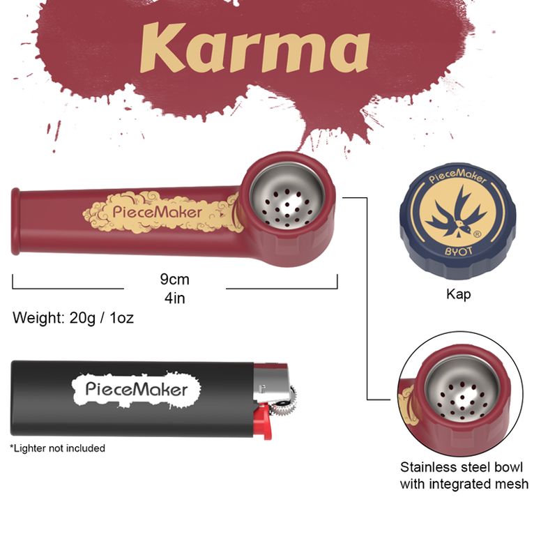 10CT DISPLAY - PieceMaker Karma Silicone Pipe - 3.5" / Assorted Colors