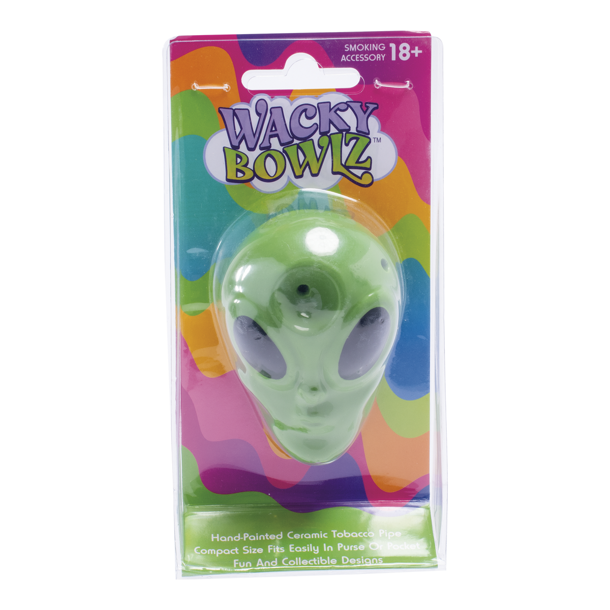 Wacky Bowlz 3.5” Ceramic Pipe – Green Alien