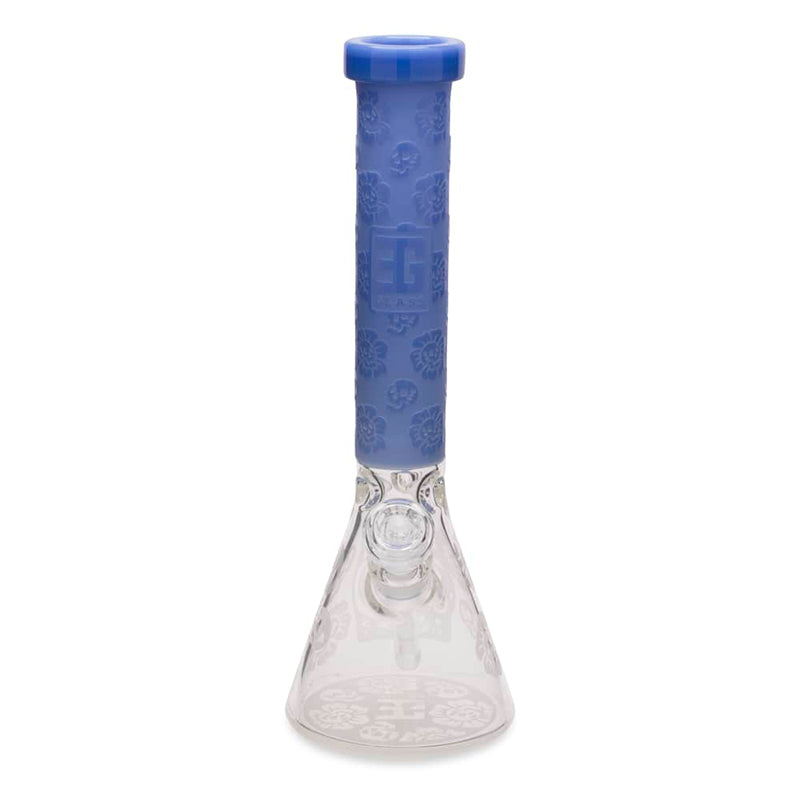 EG Glass 15" Skull Decal Beaker Water Pipe - Transparent Blue