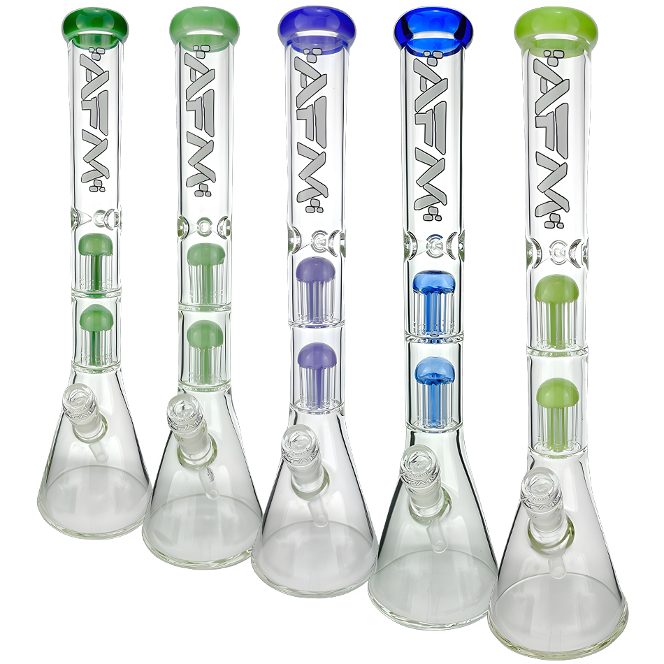 18" AFM Double Hitter 7mm Glass Beaker Bong