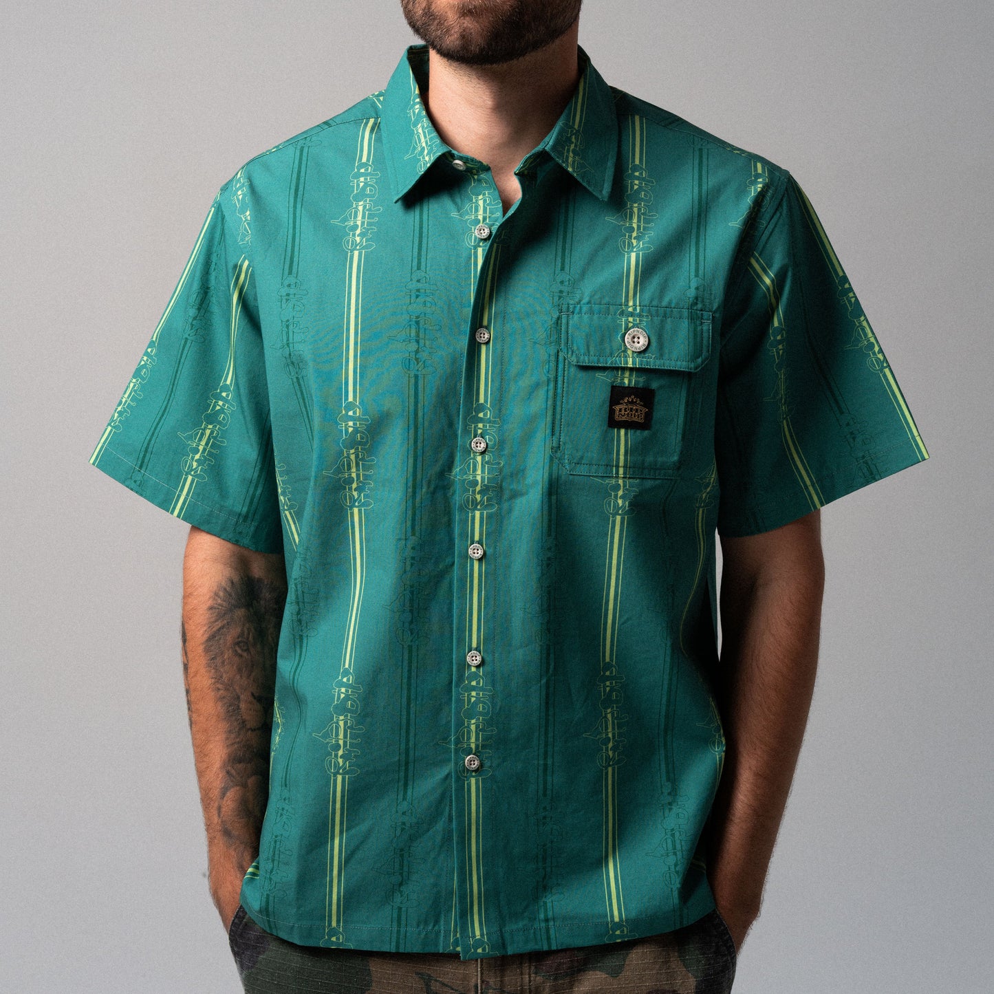 Melted Striped Button Up (Teal)