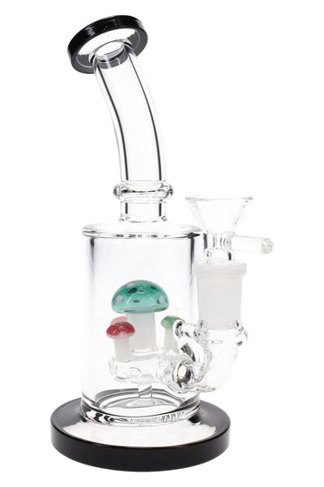 Glass Straight Tube Bong “Shroom Bloom” – Mushroom Perc – 7″ – Assorted Colors