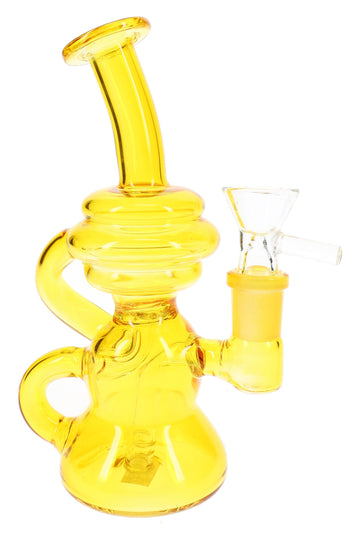 Stemless Glass Recycler Bong “Color Current” – 6½″ – Assorted Colors