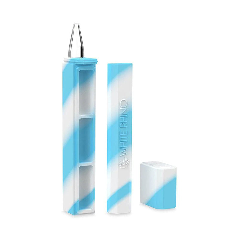 White Rhino Silicone Dab Out - Glow in the Dark - Quartz Straw - Blue White