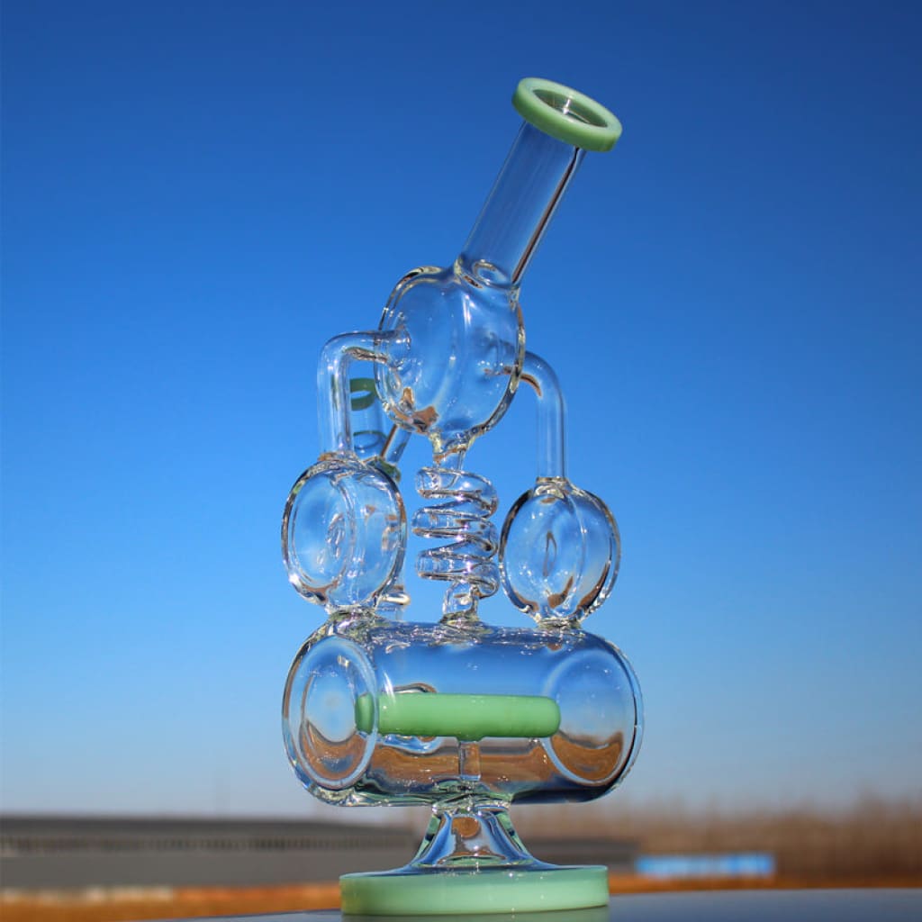 12.5" Recycler Style Inline Perc Water Pipe W/ Spring Body - view 6