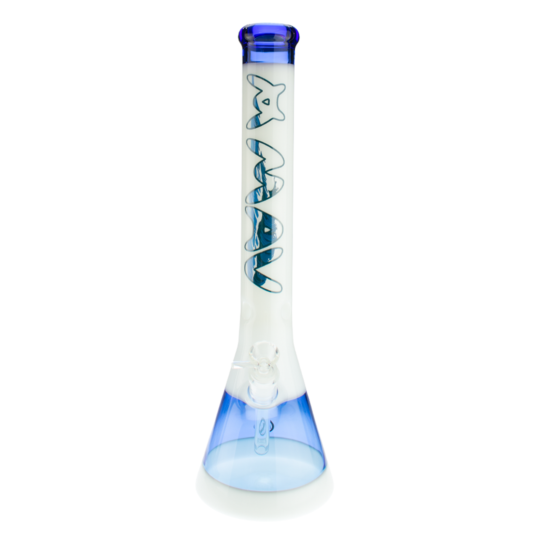 18" Waves White & Blue Beaker Bong - East Loud