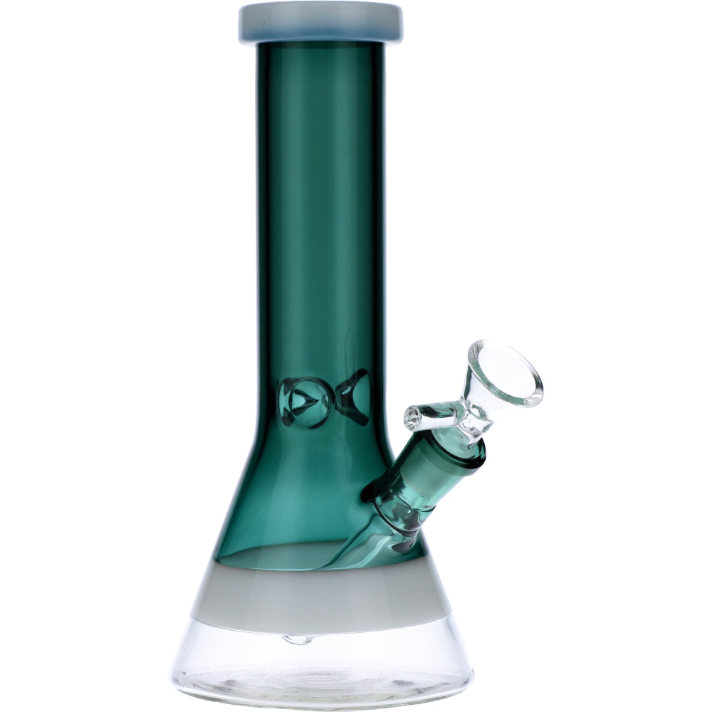 Beaker Water Pipe w/White Rings-Teal-8in - view 5