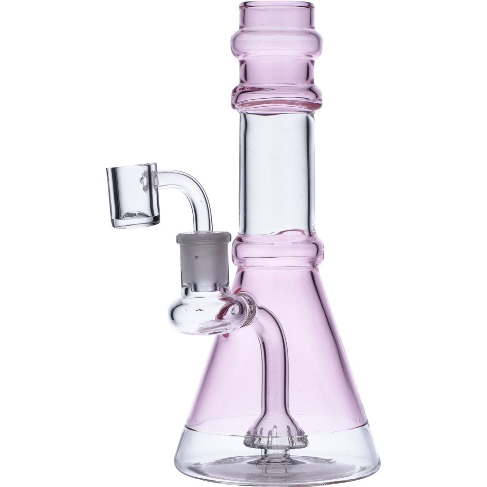 Water Pipe w/Transparent Neck w/Bowl & Quartz-Transparent Pink-8in - view 6