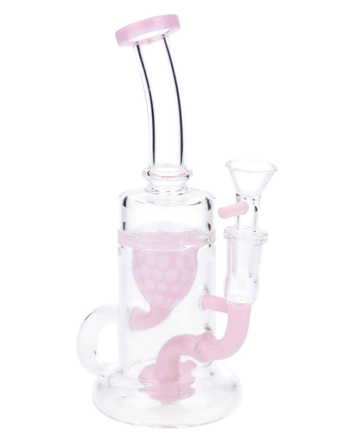 Bent Neck Water Pipe w/Bowl & Quartz-Milky Pink-8 in(RCL-S-025MP) - view 2