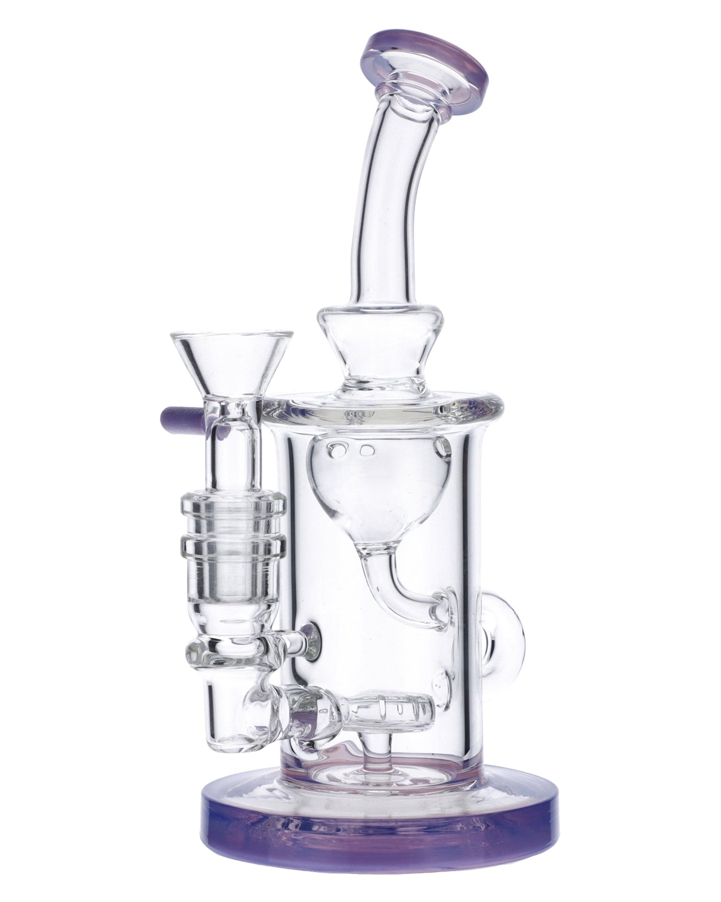 Bent Neck Water Pipe w/Bowl & Quartz-Milky Purple-7in(RCL-S-026MPP) - view 6