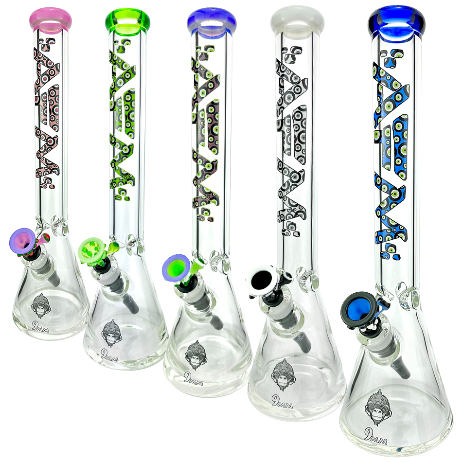 18" Evil Eye Clear Glass Beaker Bong Bundle - view 8