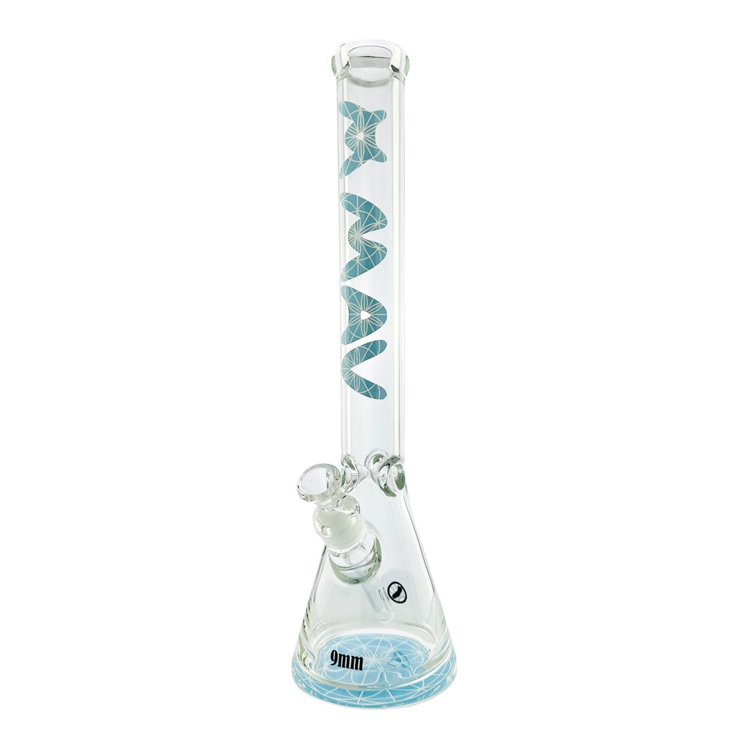 18" X 9mm Baby Blue Mandala Beaker Bong (Seed of Life)