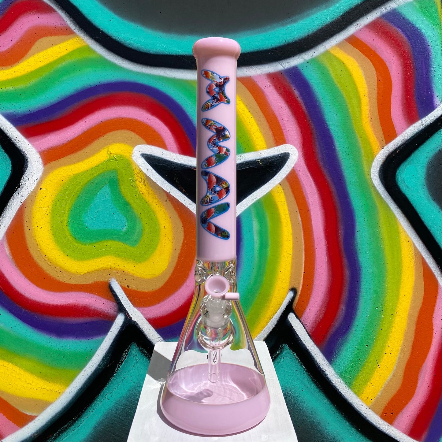Pink Flamingo Vibes 18" Full Color Beaker Bong - view 2