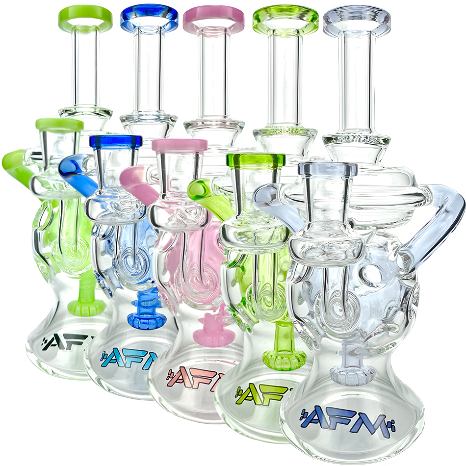 9" Swiss Color Glass Recycler Dab Rig - view 7
