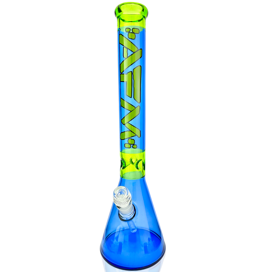 18" Pulsar Color Glass Beaker Bong - Ink Blue/ Lime