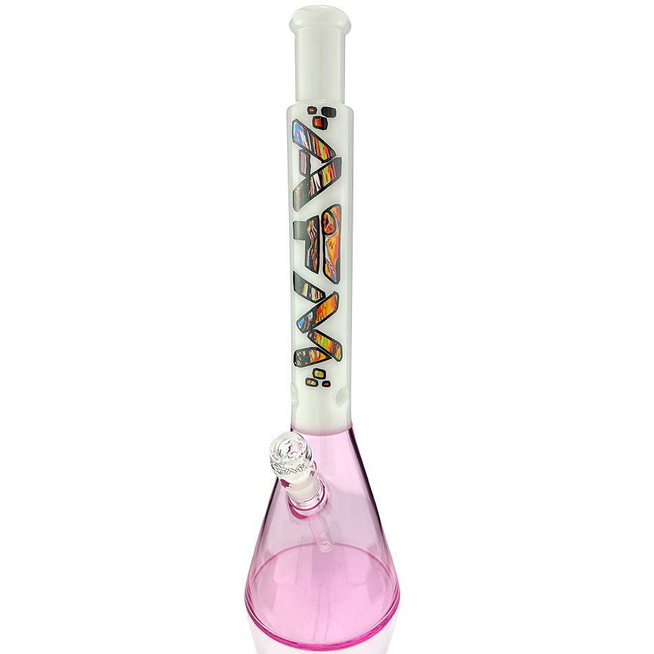 18" Mind Bender Pink Glass Beaker Bong