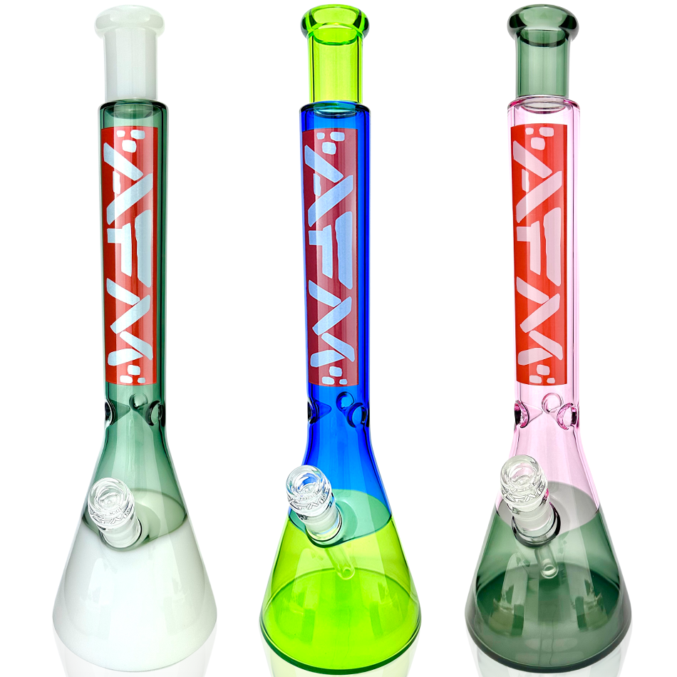 18" Red Label Quasar Glass Beaker Bong - Smokey/ Ivory - view 2