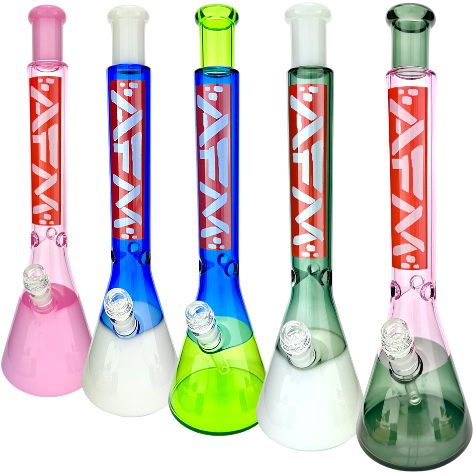 18" Red Label Quasar Glass Beaker Bong - Ink Blue/ Ivory - view 2