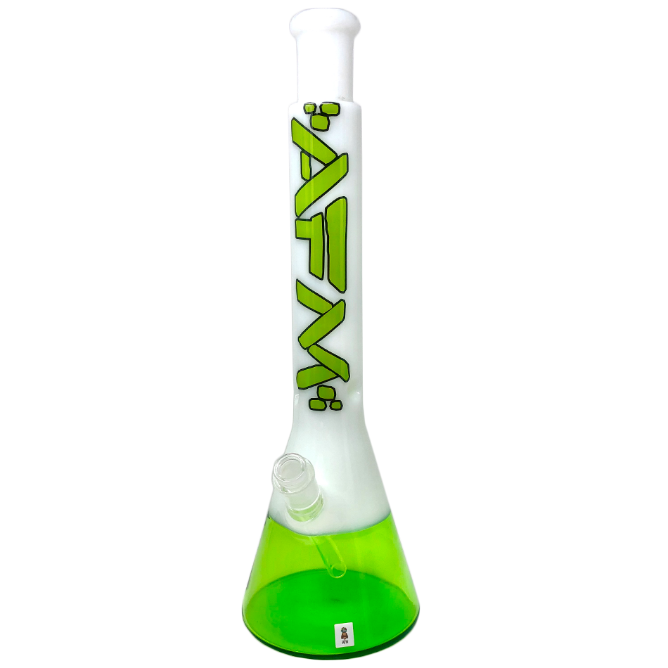 18" Quasar Glass Beaker Bong - Ivory/ Lime
