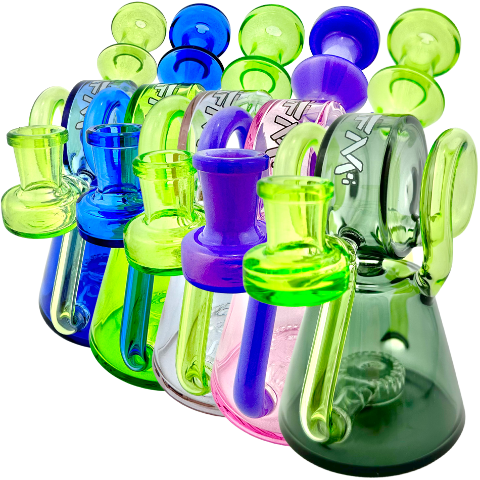 8" Double Ram Glass Recycler Dab Rig