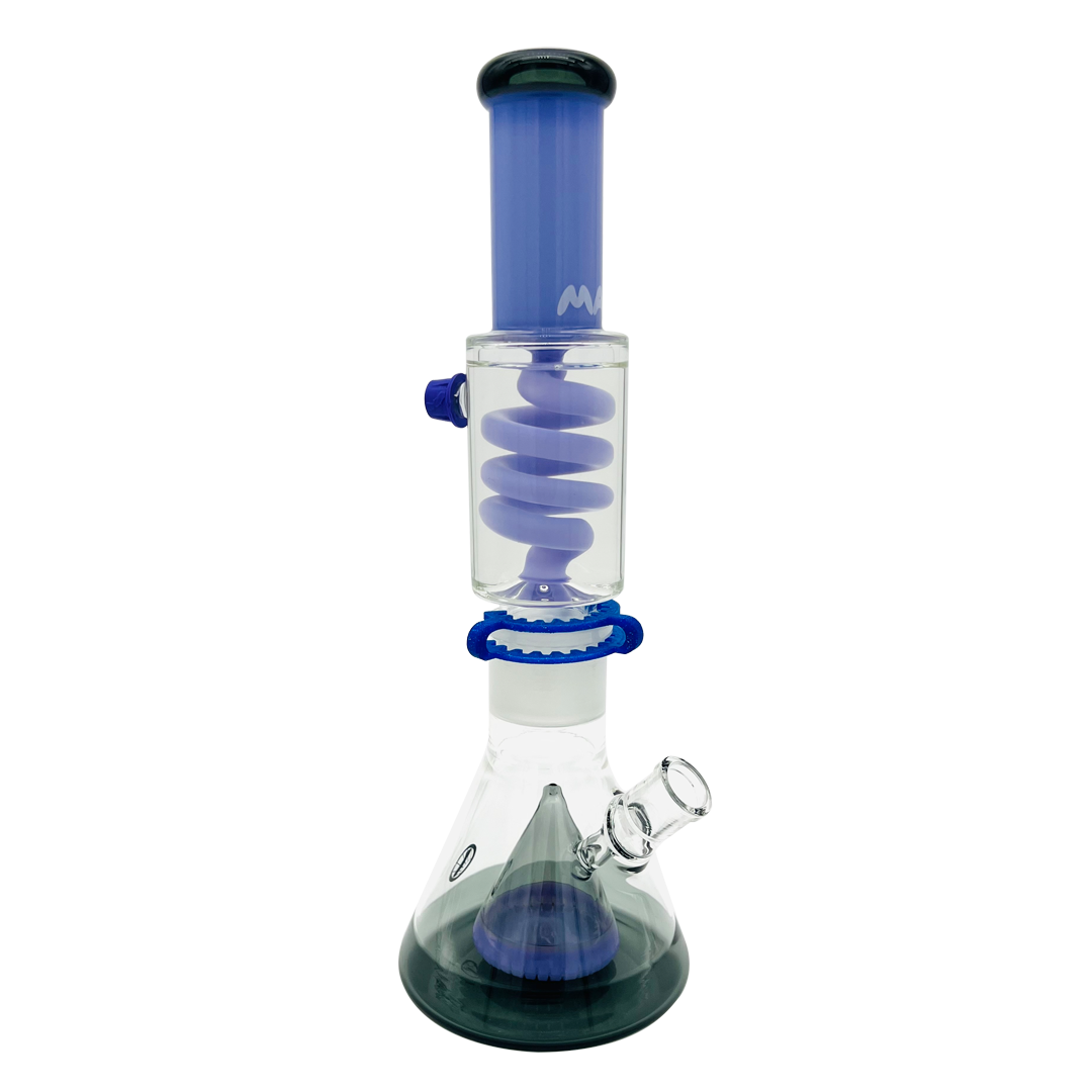 Purple and Transparent Black Slitted Pyramid Beaker Freezable Coil System - view 2