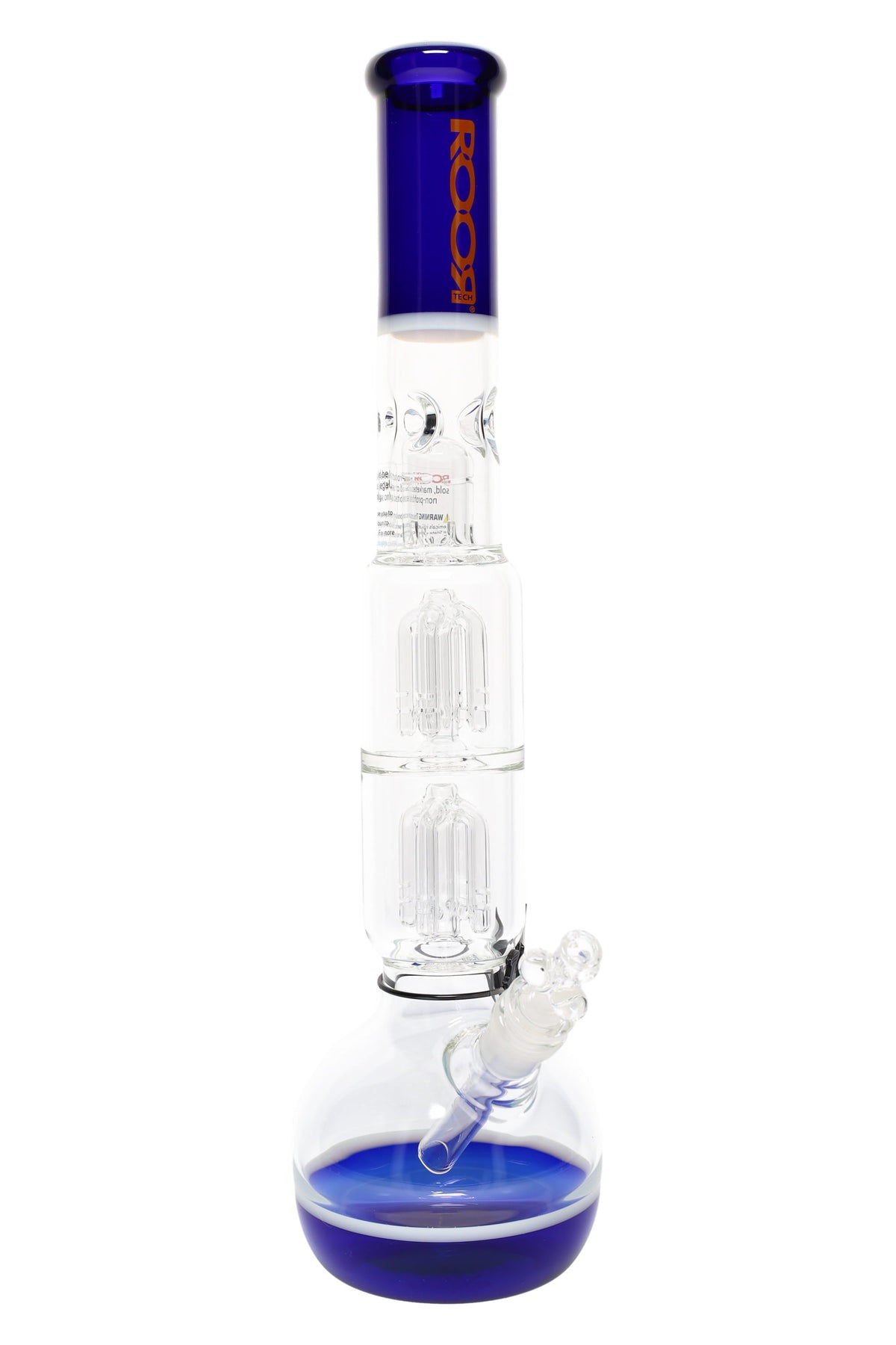 ROOR Tech 18" Multicolor Bubble Base Bong – Glass-on-Glass with Dual Stereo Tree Percs