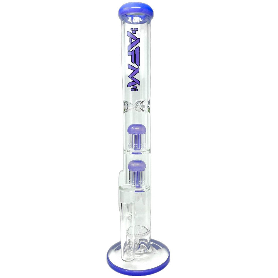 18" Ripper Double Arm Perc Glass Straight Tube Bong