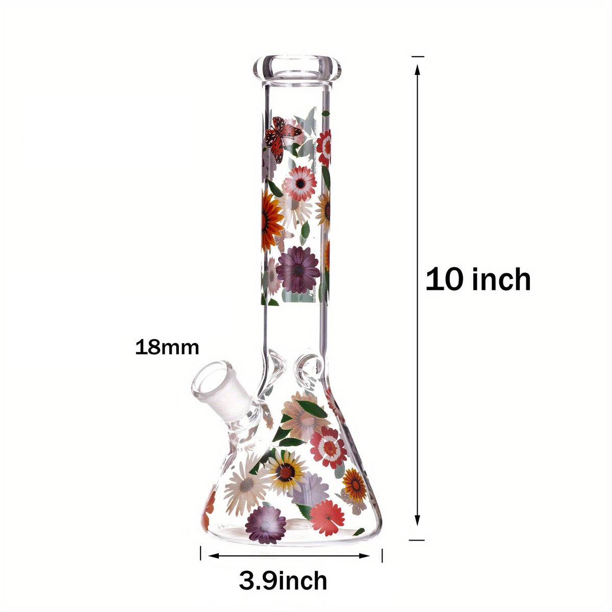 10" Glass Beaker Flower Bong