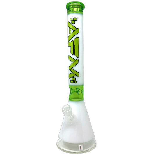 The Pulsar Beaker Bong 18" - Clear Bottom Lime/White
