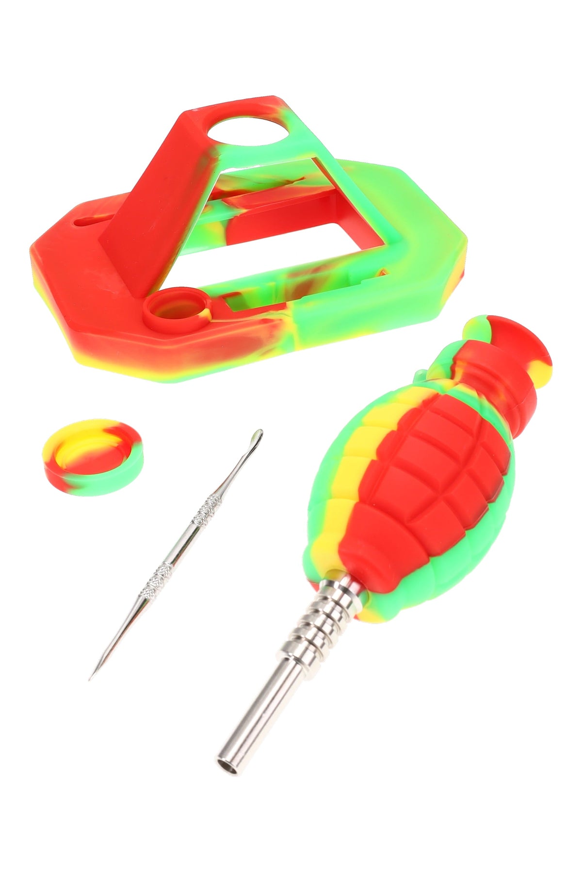 Silicone Grenade Dab Straw Kit “Pin Puller” – 6½″