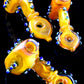 Gold Fumed Donut-Hole Glass Hammer Bubbler “Honey Halo” – 6.5″