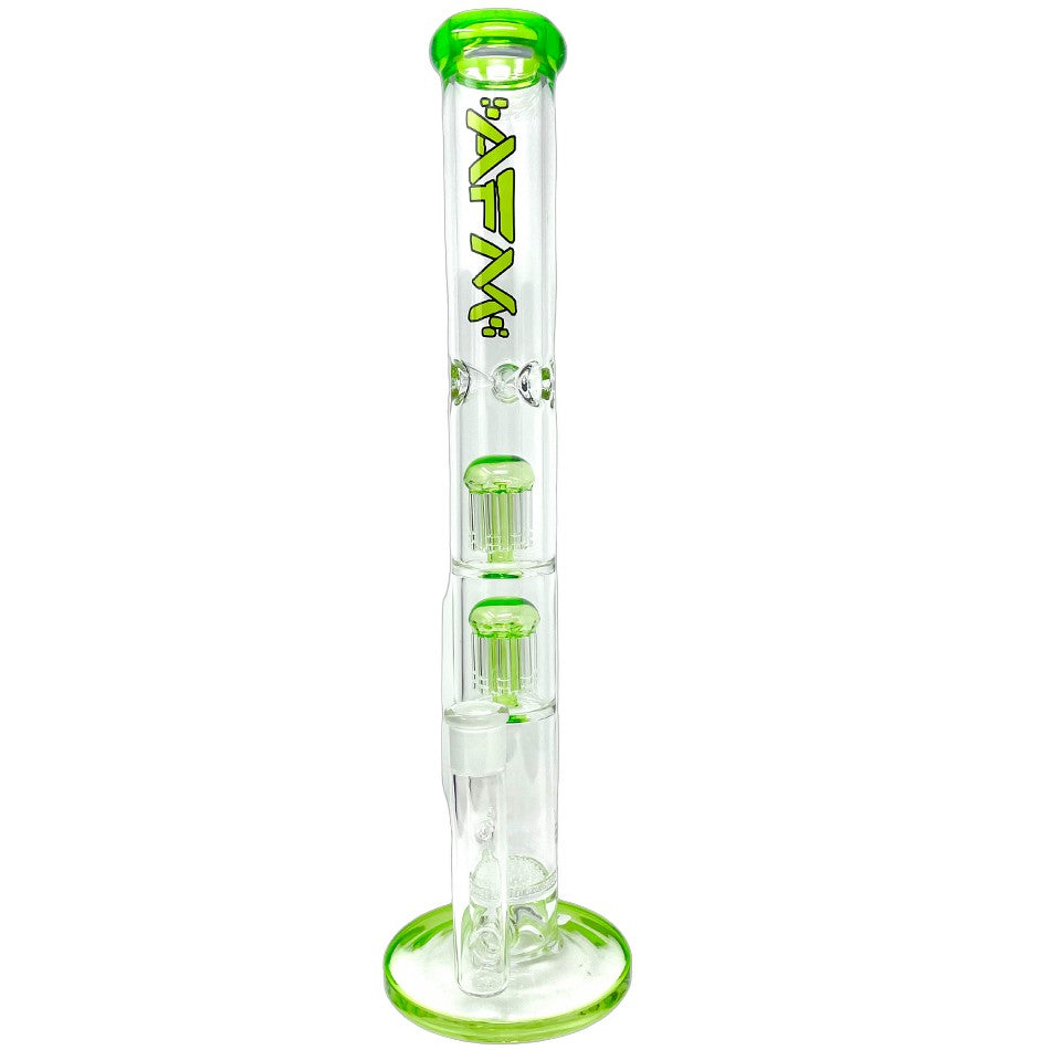 18" Ripper Double Arm Perc Glass Straight Tube Bong