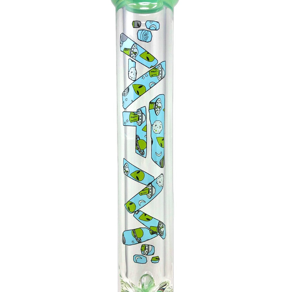 18" Green Alien Glass Beaker Bong
