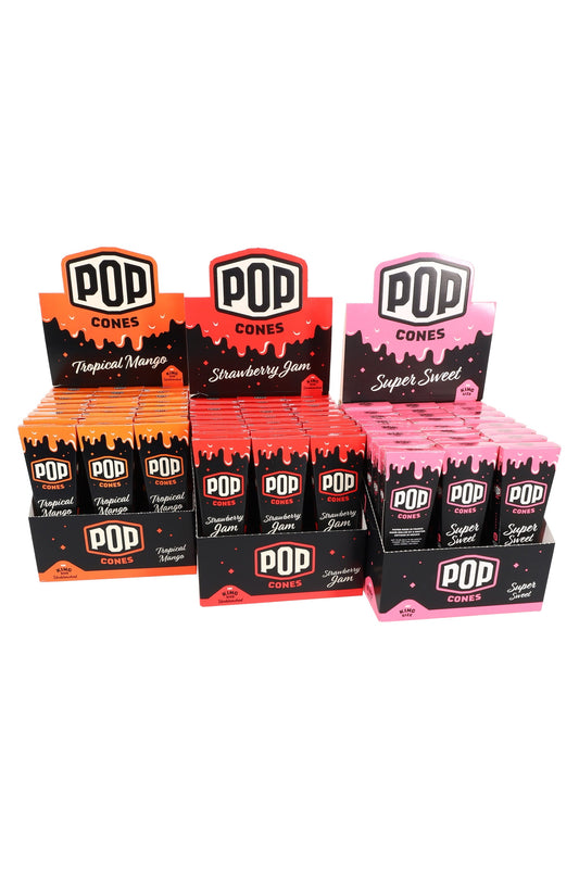 POP Cones King Size Flavored Pre-Rolled Cones Display – 3/Pack – 24-Count