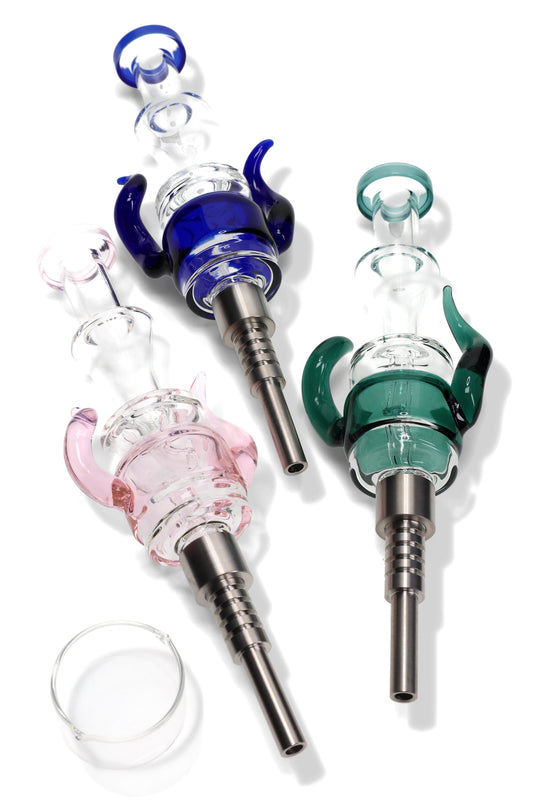 Glass Spiked Dab Straw Kit “Devil Horns” – 7½″