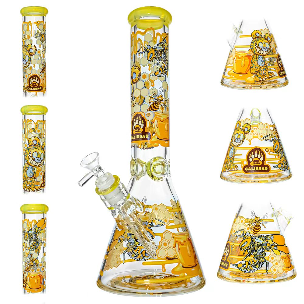 7mm Thick Glass Beaker Water Pipe Combo Box | Calibear Illustrated Series