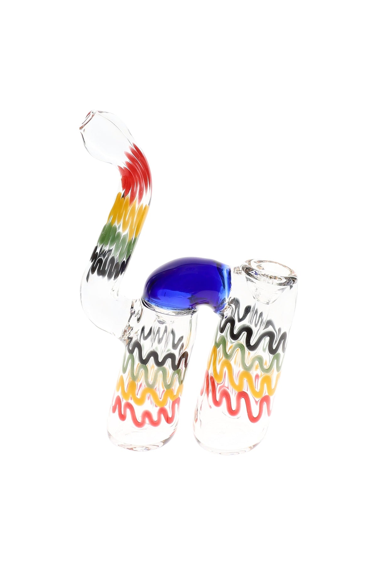 Rasta Double Chamber Sherlock Glass Bubbler “Irie Twin” – 7.5″