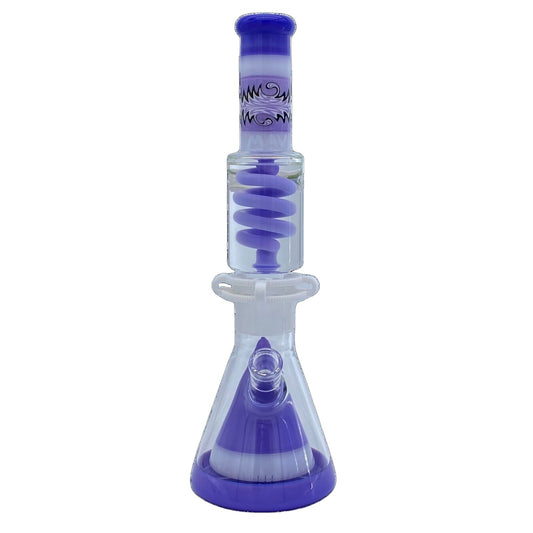 Reversal Wig Wag Purple and White Slitted Pyramid Beaker Freezable Coil System